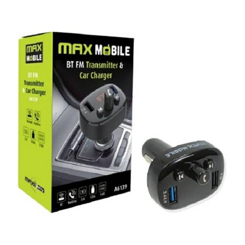 MaxMobile A6139 2XUSB,3.4A, FM transmitter i auto punjač