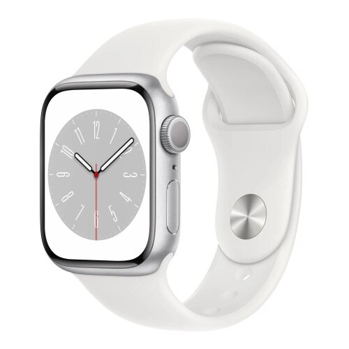 Apple Watch pametni sat Series 8 GPS, 41mm Silver Aluminium Case with White Sport Band (mp6k3bs/a)