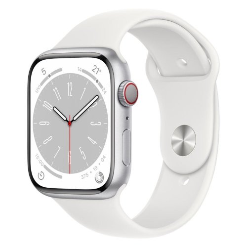 Apple Watch pametni sat Series 8 GPS, 45mm Silver Aluminium Case with White Sport Band (mp6n3bs/a)