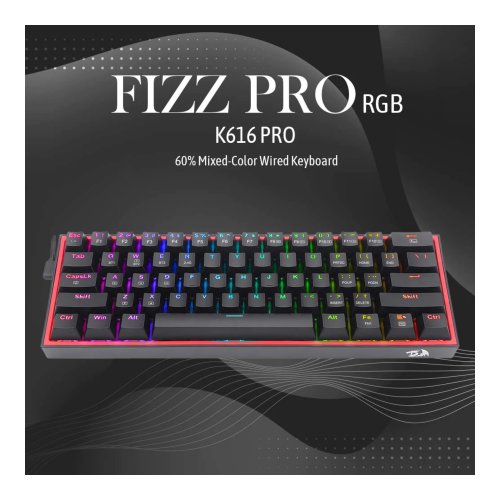 REDRAGON gaming tipkovnica FIZZ PRO BLACK K616 RGB WIRELESS/WIRED MECHANICAL