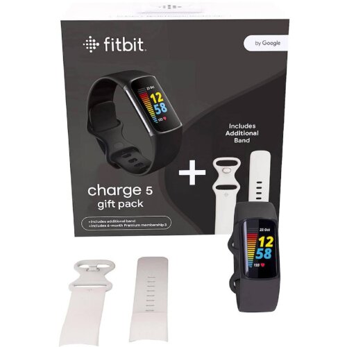 FitBit sportska narukvica Charge 5 (FB421BKBK-EUBNDL) Black/Black,White - bundle with extra strap