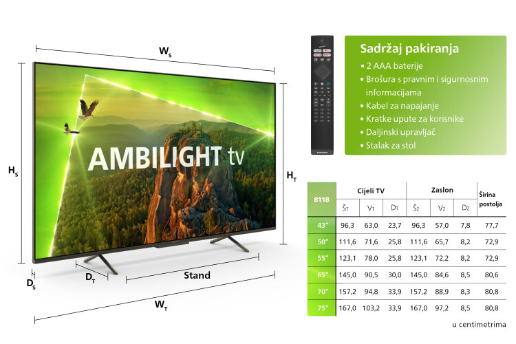 PHILIPS TV 43PUS8118/12 43" LED UHD, Ambilight, Smart