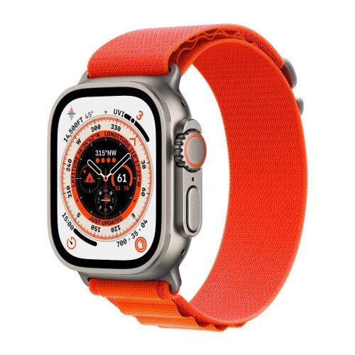 Apple Watch Ultra pametni sat GPS + Cellular, 49mm Titanium Case with Orange Alpine Loop- Small (mnhh3bs/a)