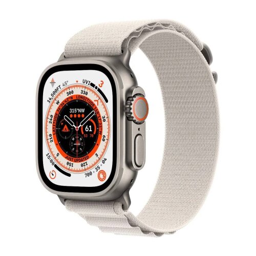 Apple Watch Ultra pametni sat GPS + Cellular, 49mm Titanium Case with Starlight Alpine Loop - Medium (mqfr3bs/a)