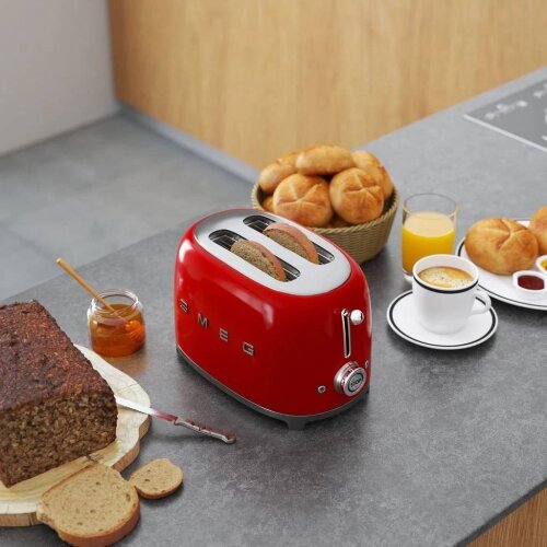 SMEG toster TSF01RDEU 950W, pop-up, 2 utora za kruh, crvena