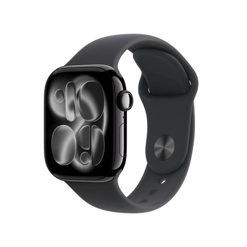 Apple Watch Series 11 GPS 42mm Jet Black Aluminium Case with Black Sport Band - S/M (meqt4wf/a)